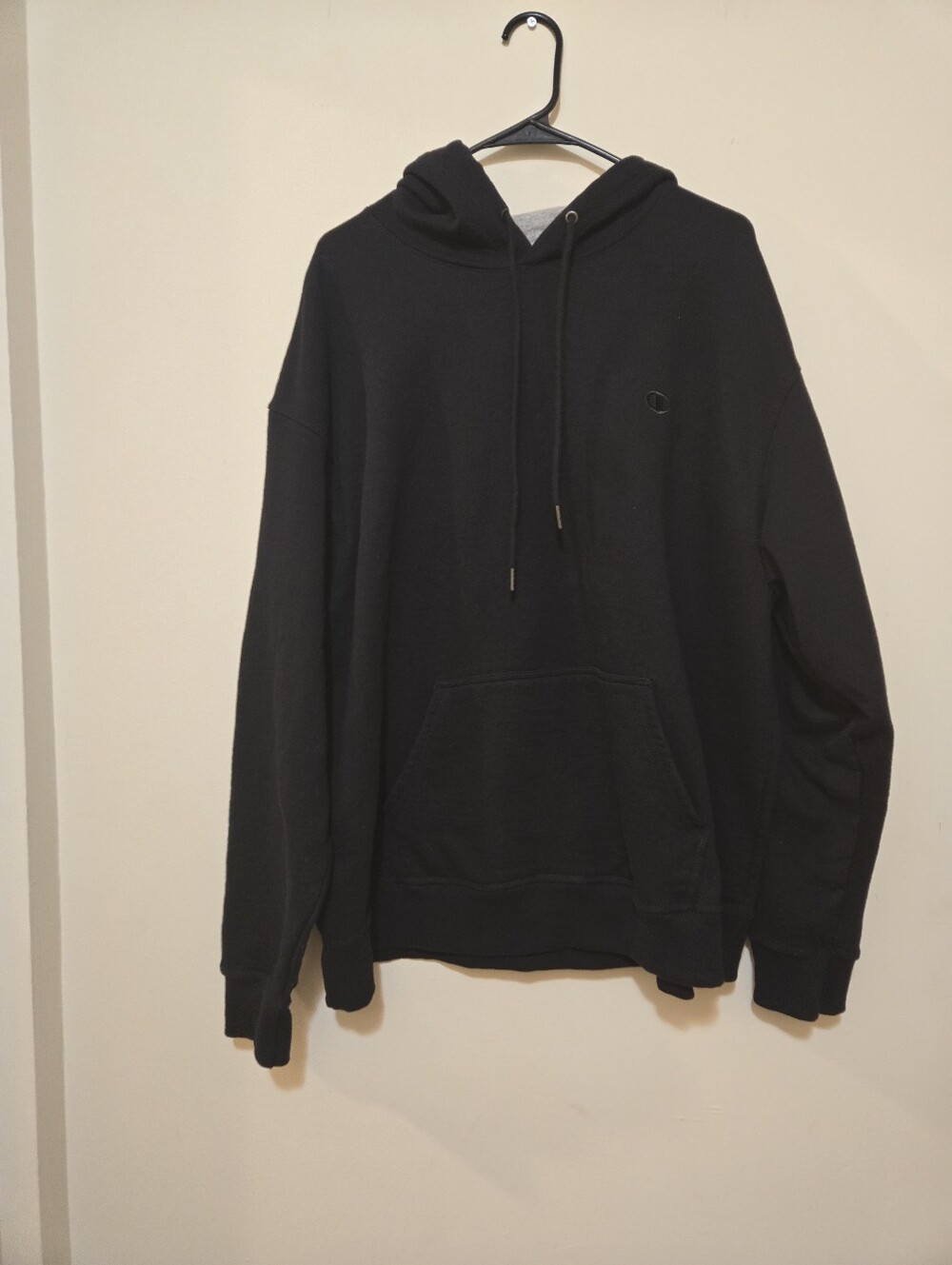 Black Champion drawstring pullover hoodie, Small C Embroidered, Size 2XL
